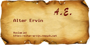 Alter Ervin névjegykártya